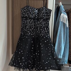 Betsy & Adam Black Strapless Gown